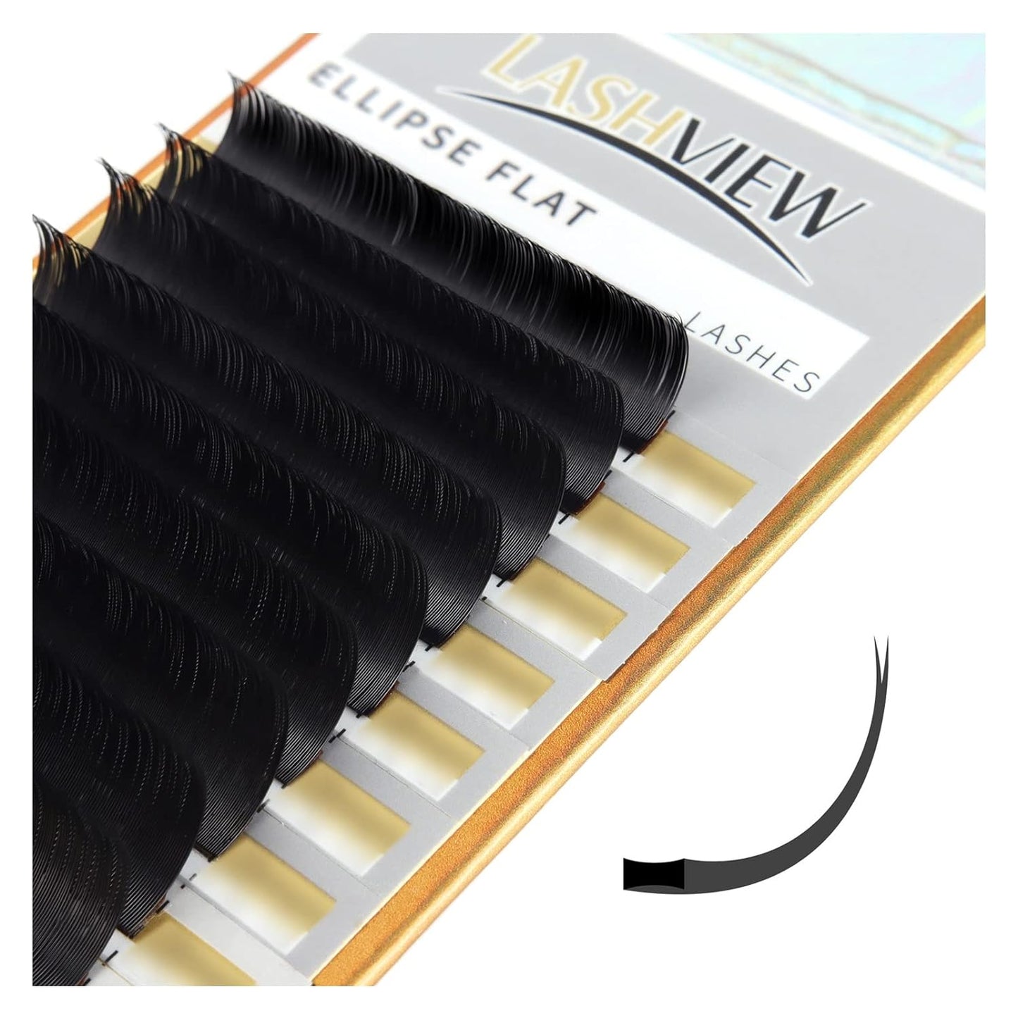 LASHVIEW Eyelash Extension,Ellipse Flat Eyelash Extensions,Individual Lashes,0.15mm C Curl 10mm,Lash Extension,Semi-Permanent,Extremely Light & Soft,Professional Salon Use.
