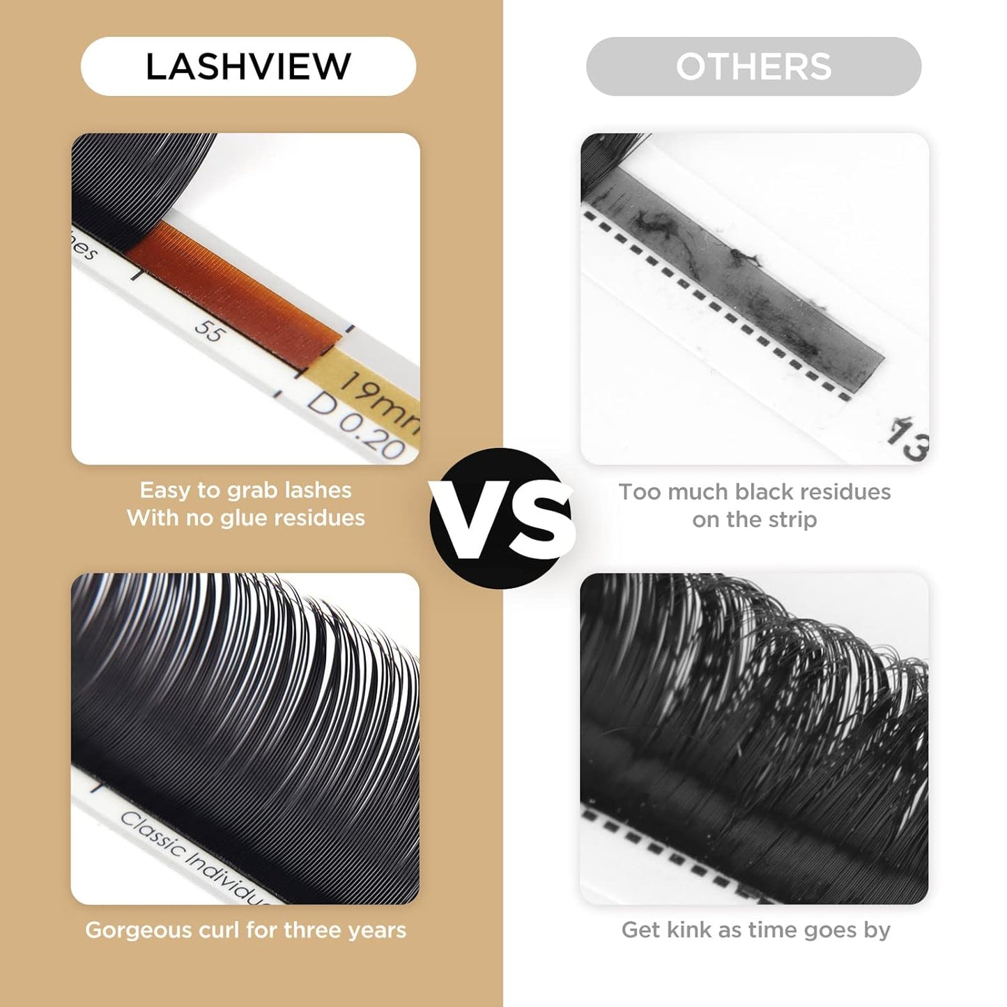 LASHVIEW Semi-Permanent Eyelash Extensions C Curl 10mm 0.20 Thickness Silk Fake Natural Thick Lashes Individual Eyelashes Silk lashes (Salon Use)