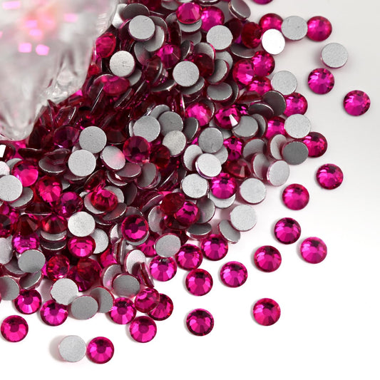 Flatback Glass Rhinestones,Bedazzler Gems 1440pcs Non Hotfix Crystal Rhinestones for Nail Charms Crafts Clothes Tumblers,Hot Pink,SS16