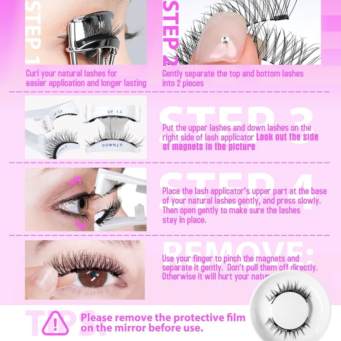 Ginani Magnetic Lashes,Magnetic Eyelashes with Applicator,2025 New Reusable Magnetic Lashes Natural Look No Glue or Liner Needed(Camellia+Natural+Simple)