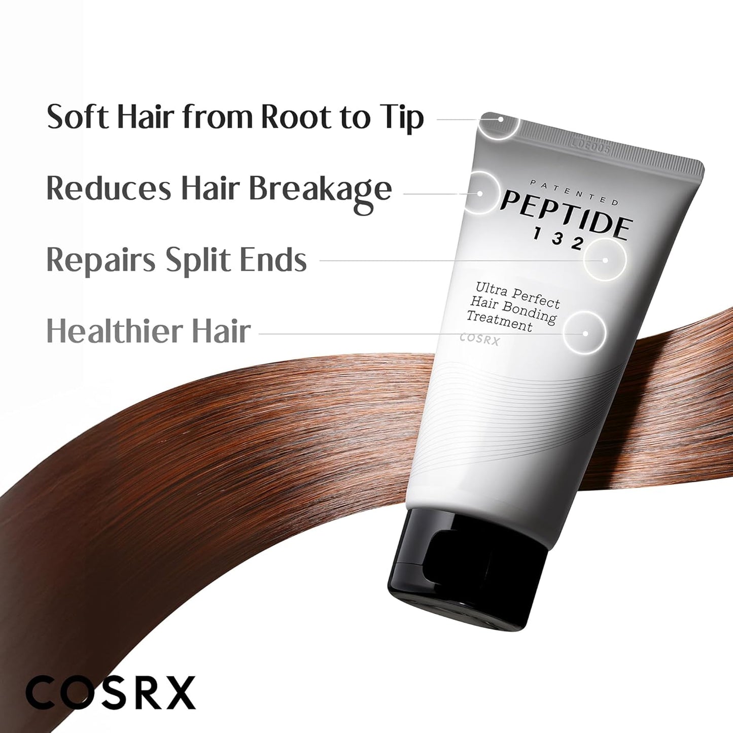 COSRX PEPTIDE 132 Hair Bond Repair Treatment - Deep Conditioner Hair Mask for Damaged, Dry Hair, Repairs Breakage & Split Ends with Collagen & Hyaluronic Acid, For All Hair Types – 4.05 fl oz