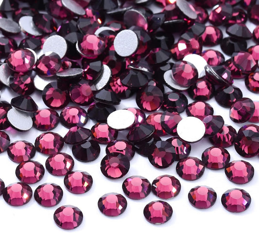 Purple Flatback Rhinestones, Glass Rhinestones for Nail Art and Craft, Glue Fix, Loose Crystal Gemstones(Purple, SS20, 2880pcs, 4.6-4.8mm)
