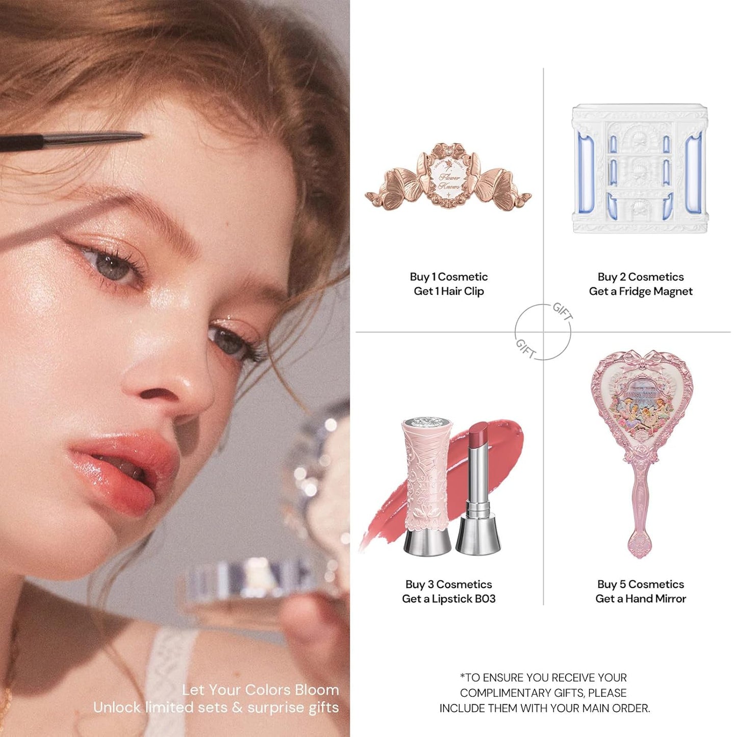 Flower Knows Violet Strawberry Rococo Glowy Lip Gloss 3-Piece Set,G01+G02+G03 with Canvas Tote Bag & Hair Clip,Moisturizing Lip Oil,Hydrating Lip Plumper Makeup for Girls & Women