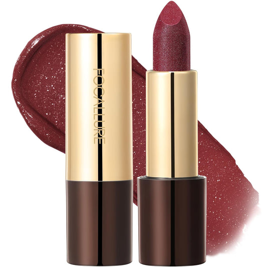 FOCALLURE Glisten Opal Shine Lipstick, High Impact Lip Color, Moisturizing Tinted Lip Balm, Lightweight & Hydrating Formula for Lip Care, KILLER QUEEN