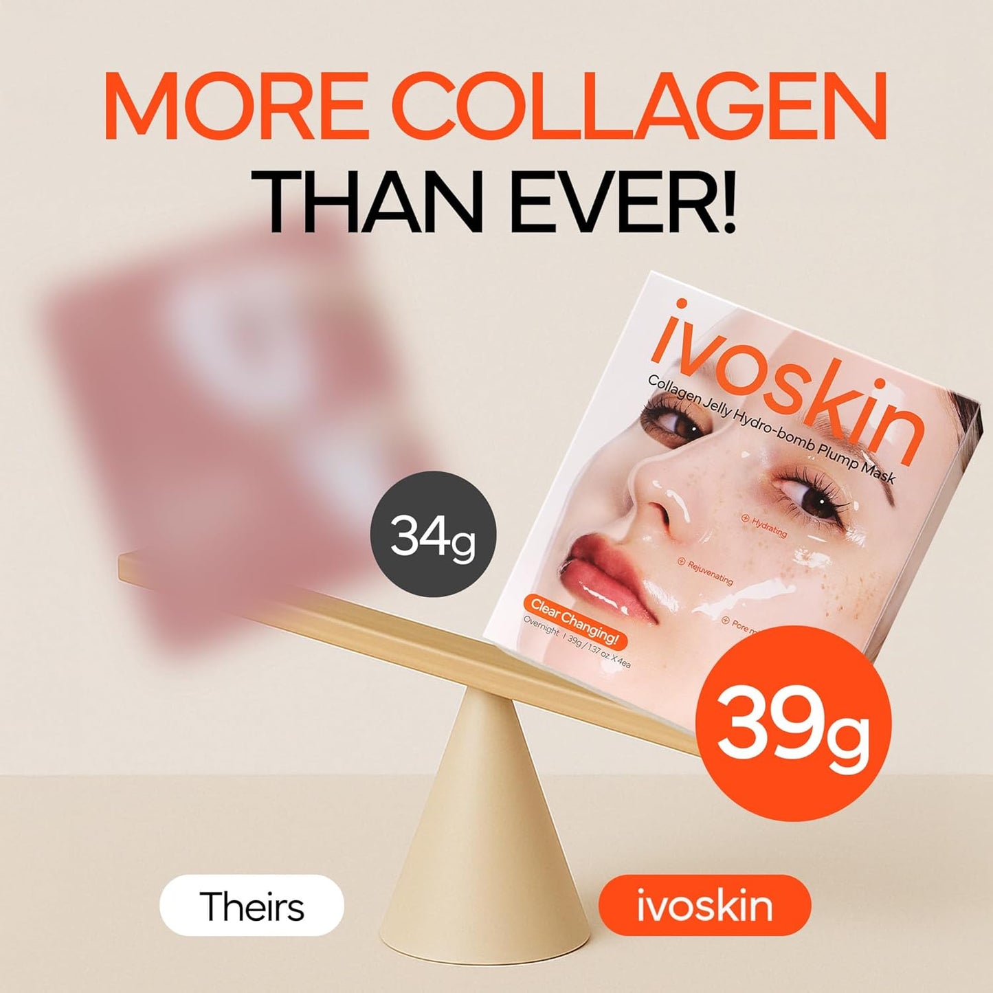 Collagen Jelly Hydro-bomb Plump Mask, Hydrating 39g x 4ea Real Collagen Mask, Firming and Moisturizing for Glow Skin, Collagen Water over 670,000 ppm