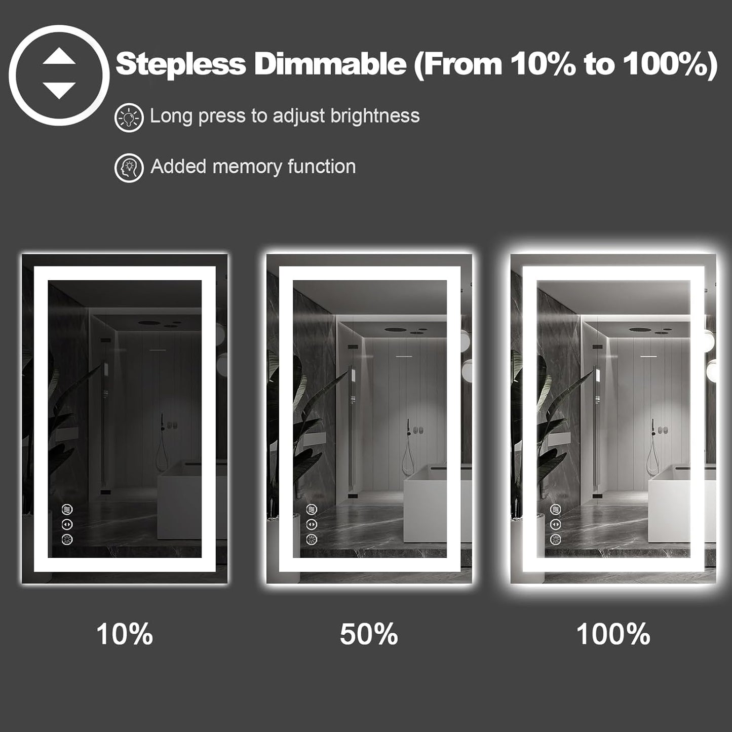 Amorho LED Bathroom Mirror 55"X40" with Front and Backlight, Stepless Dimmable Wall Mirrors with Anti-Fog, Shatter-Proof, Memory, 3 Colors, Double LED Vanity Mirror(Horizontal/Vertical)