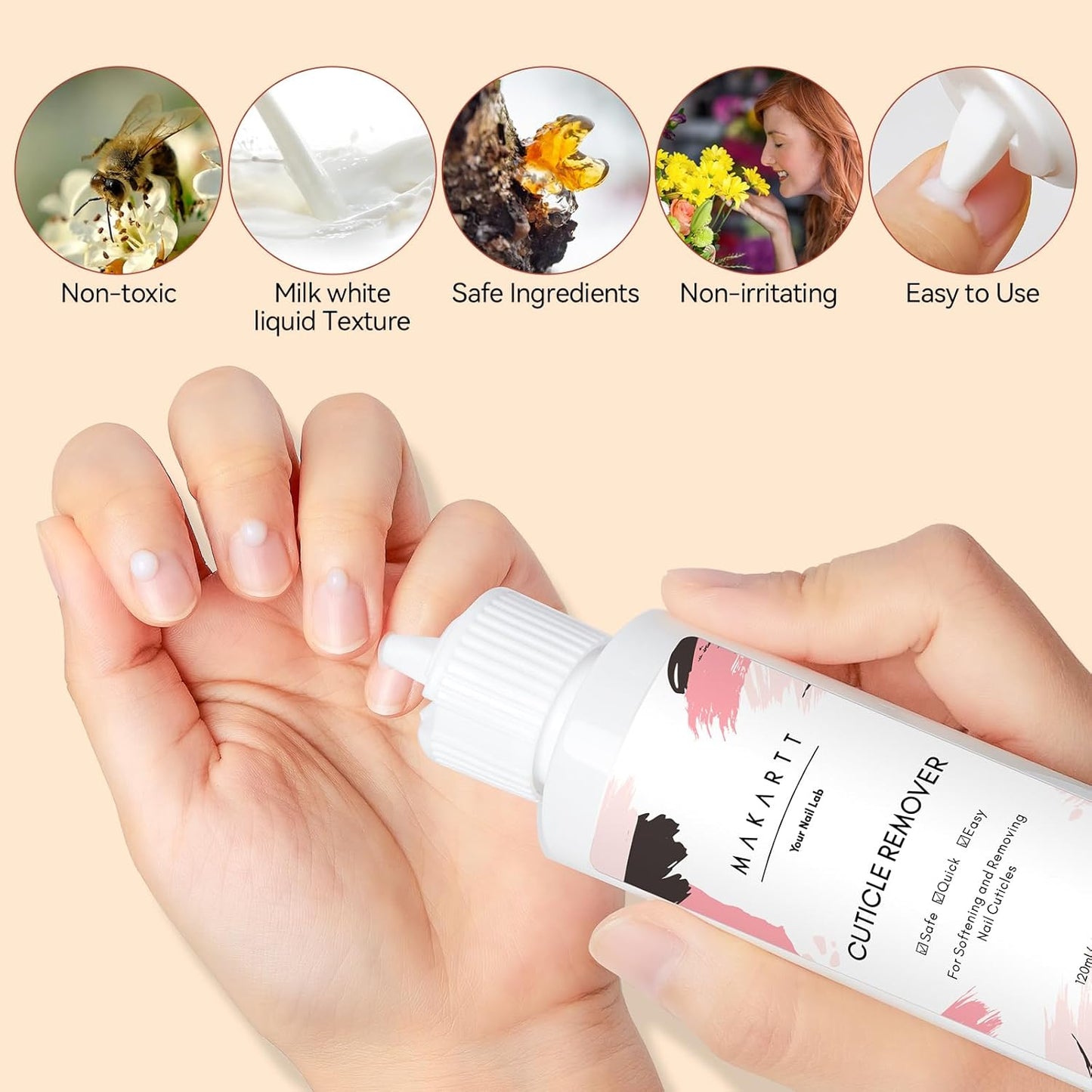 Makartt Nail Care Kit with Cuticle Oil, Trimmer, Nail File & 120ml Cuticle Remover Liquid, Nail Manicure Kit for Cuticles Softener & Moisturize