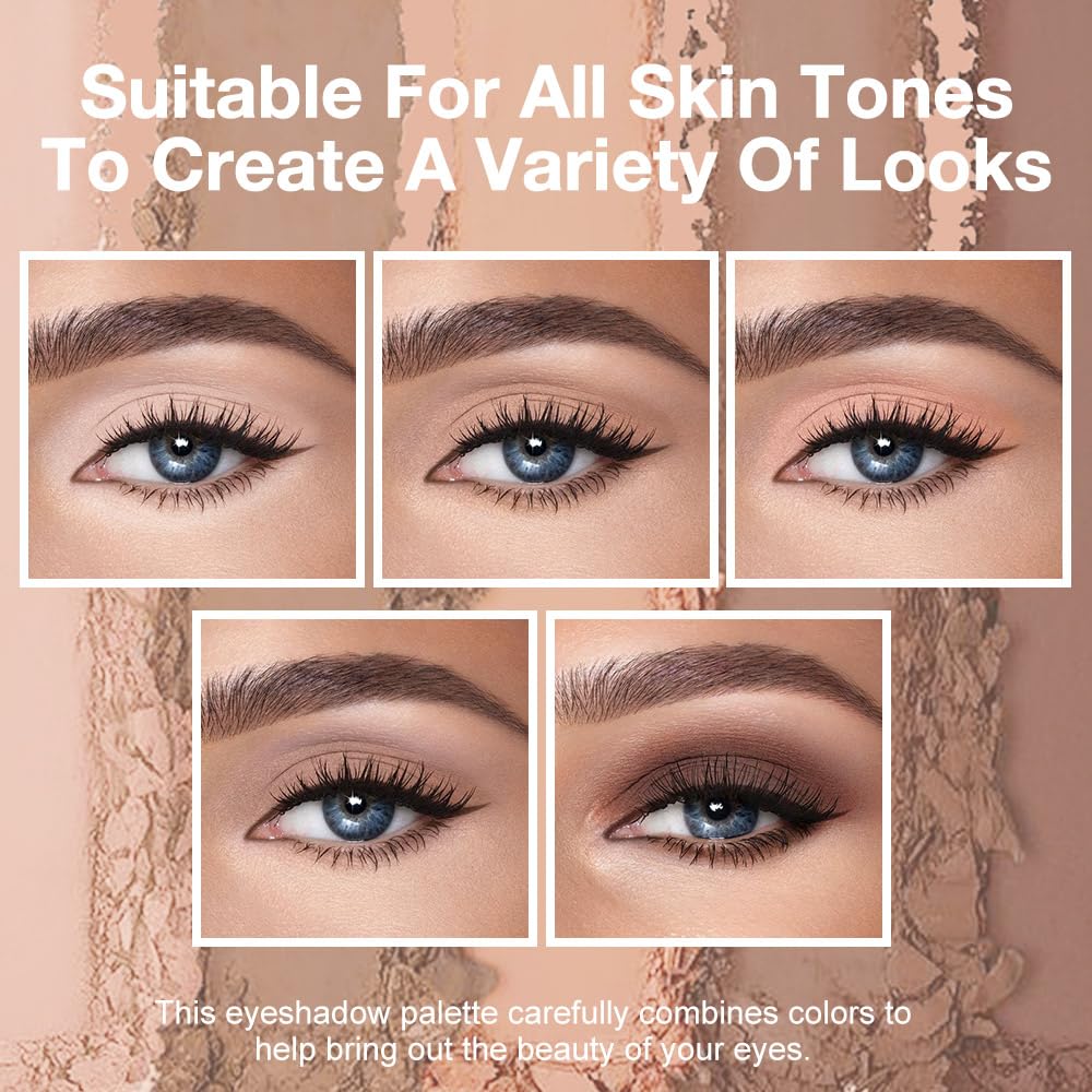 5 Colors Matte Eyeshadow Makeup Palette,Nude Pink Light Dark Brown Taupe Natural Neutral Eye Shadow Palette,Long Lasting Waterproof Naturing-Looking Women Girls Eye Shadow