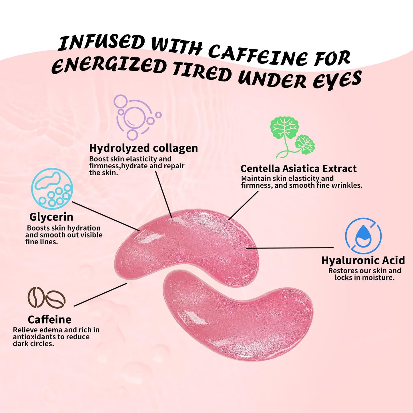 Under Eye Patches (50 Pairs), Caffeine Eye Masks for Dark Circles Puffy Eyes Undereye Bags, Collagen Eye Patches for Wrinkles and Puffiness, Skin Care Gift for Her