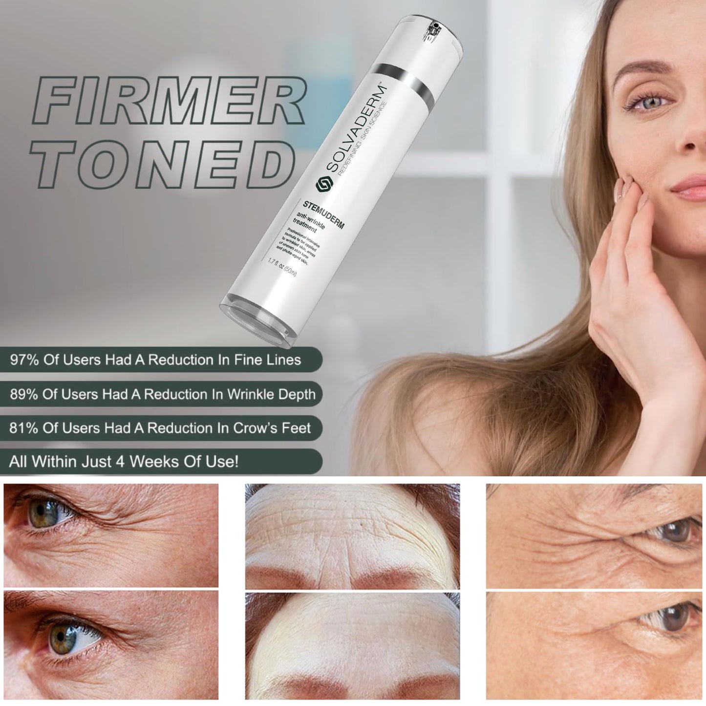 Stemuderm Face & Eye Cream - Anti Aging Skincare - Daily Moisturizer for Fine Lines, Wrinkles & Eyebags - Supports Production of Collagen & Elastin - Organic Stem Cell Complex - 1.7 oz (Pack of 2)