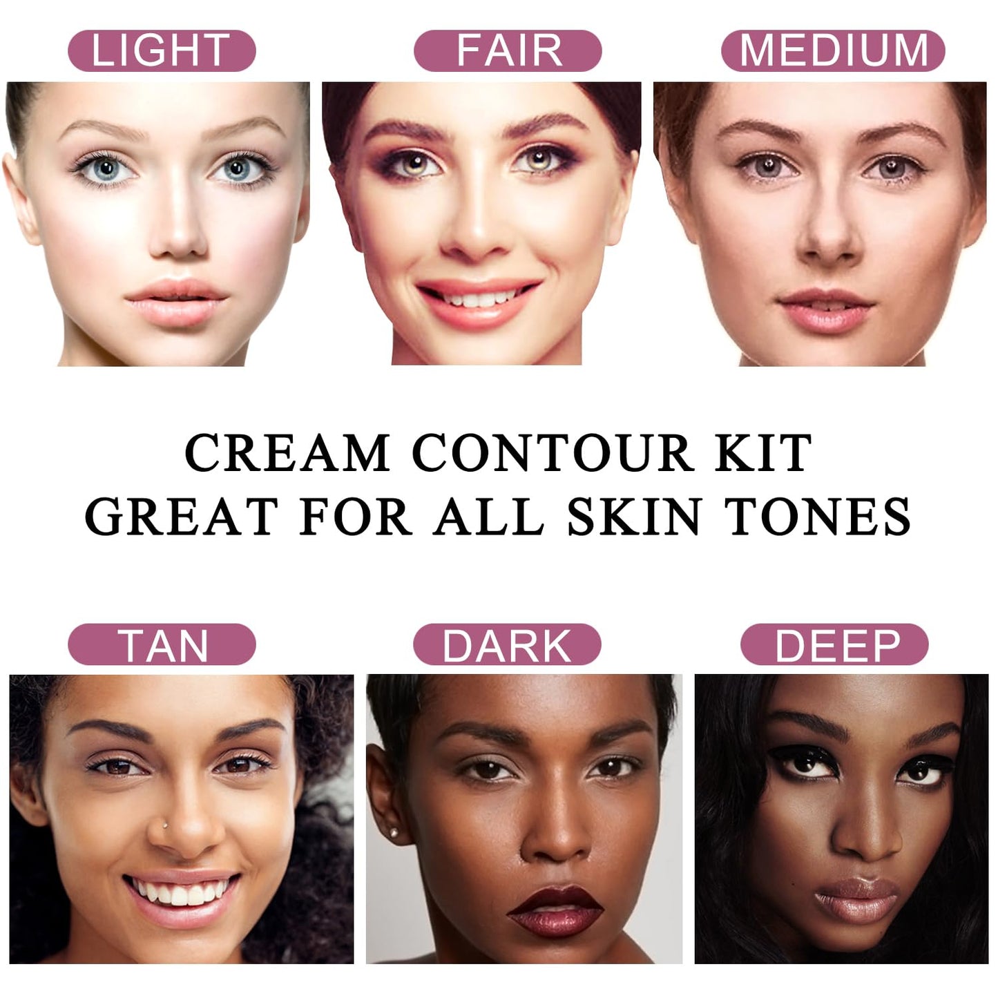 Youngfocus Cosmetics Cream Contour Best 8 Colors Contouring Foundation - Highlighting Makeup Kit/Concealer Palette - Vegan, Cruelty Free and Hypoallergenic - Instruction Manual（Deep Pink）