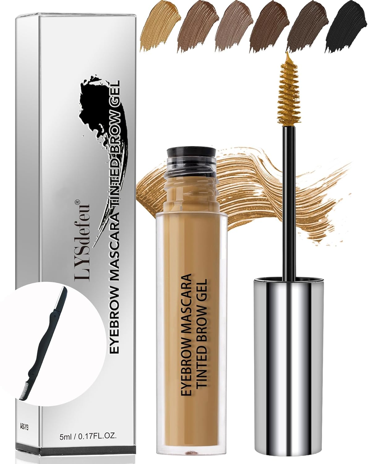 Waterproof Tinted Brow Gel-Long Lasting Smudgeproof Liquid Eyebrow Makeup,Eyebrow Mascara Tinted Brow Glue,Eye Brow Filler,Volumizing Enhance Brow Mascara,With Brow Razor Brush,Gift for Women-Blonde