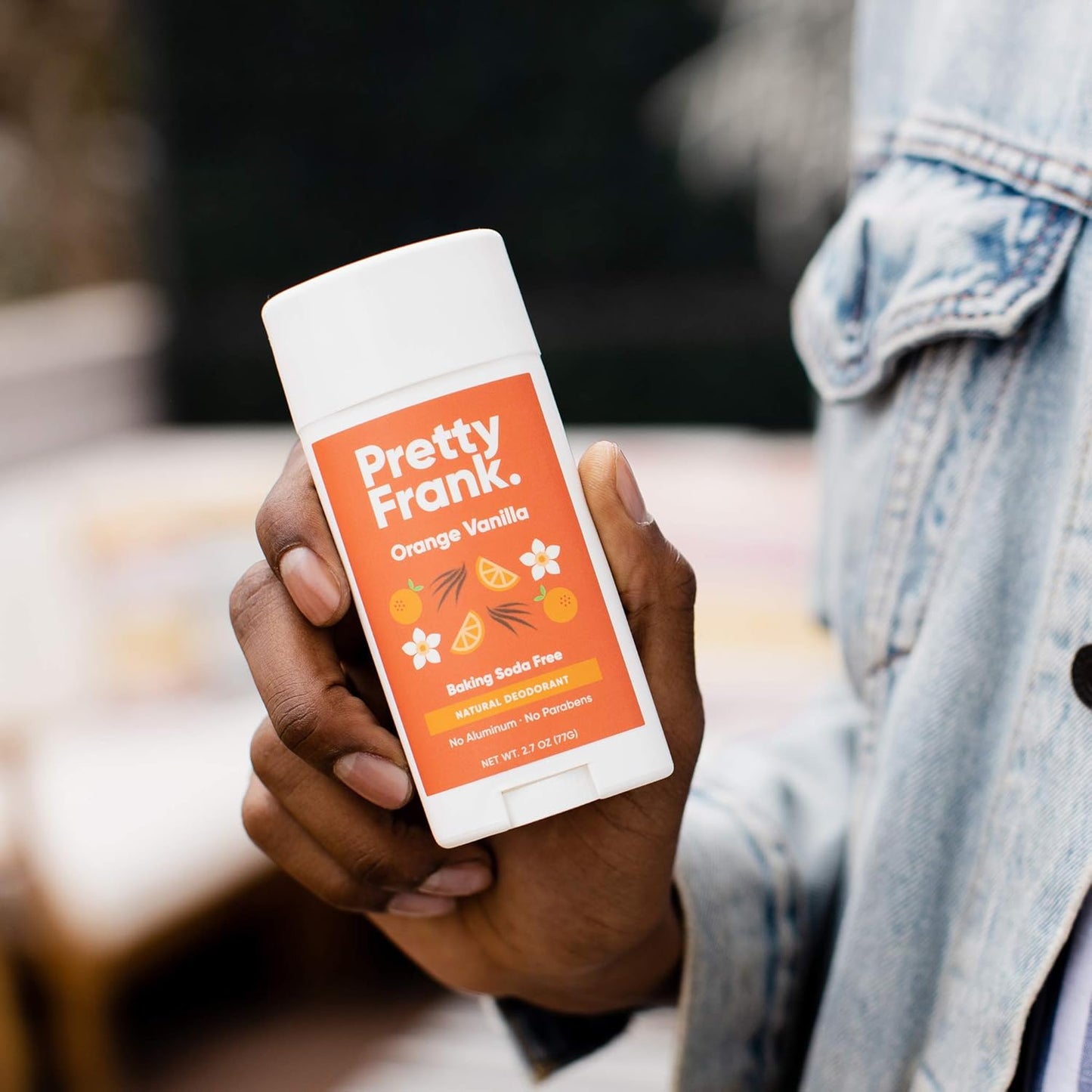 Pretty Frank Natural Aluminum-Free Deodorant Stick, Baking Soda-Free, Orange Vanilla (1-Pack) | Sensitive Skin Friendly, Effective Odor Control for Women & Men, Organic Ingredients and Essential Oils