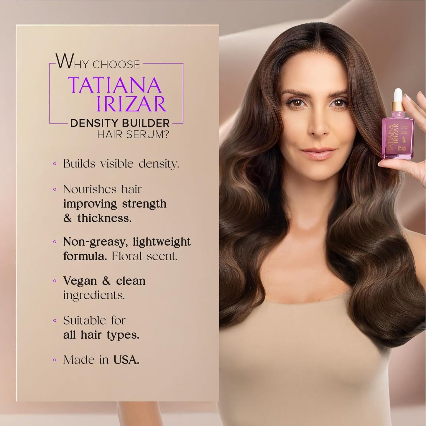 Hair Thickening Serum - Hair Density Serum Builder for Women Made in USA 30ml - Clinically Proven Scalp Treatment Non-Greasy - Natural Biotin, Argan & Pea Peptides - For Thinning, Fine or Damaged Hair