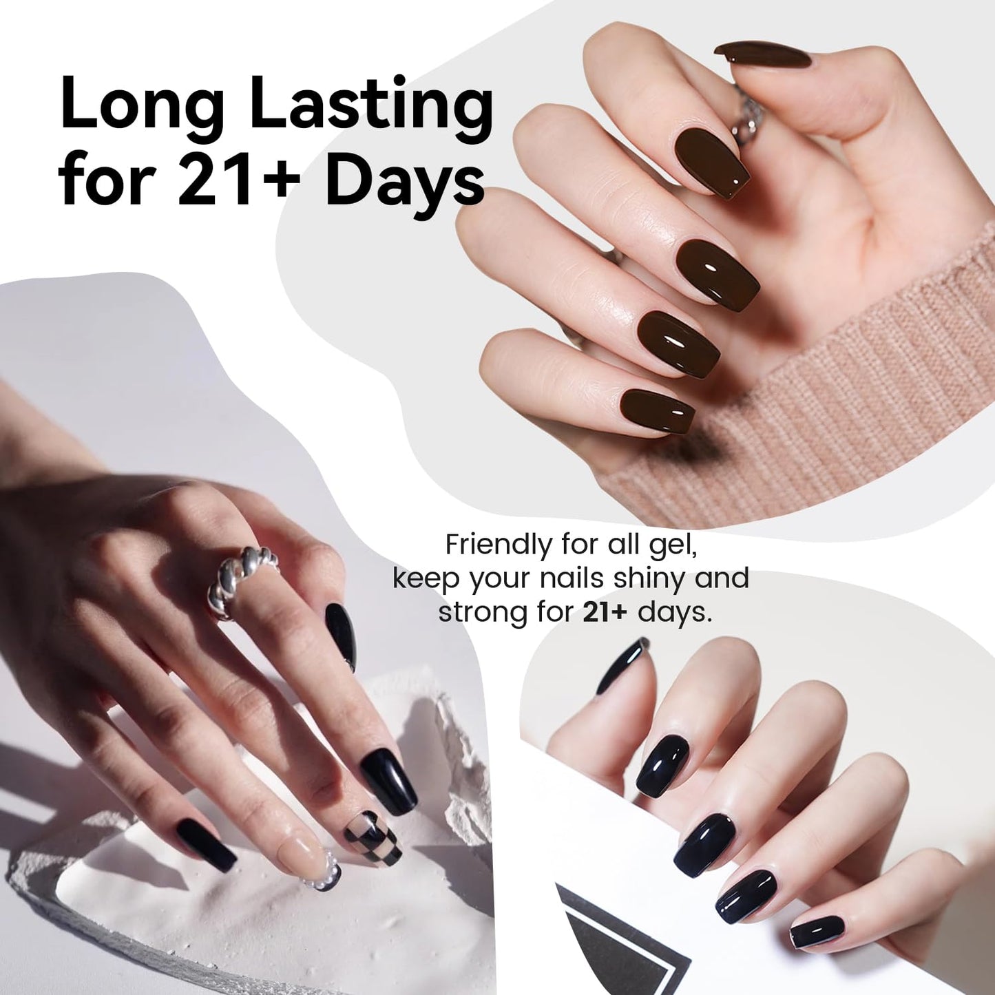 JODSONE 10ML Top Coat Gel Polish High Gloss Shine Finish Long Lasting Gel Nail Polish Professional Manicure Home DIY No Wipe Need U V Lamp Curing