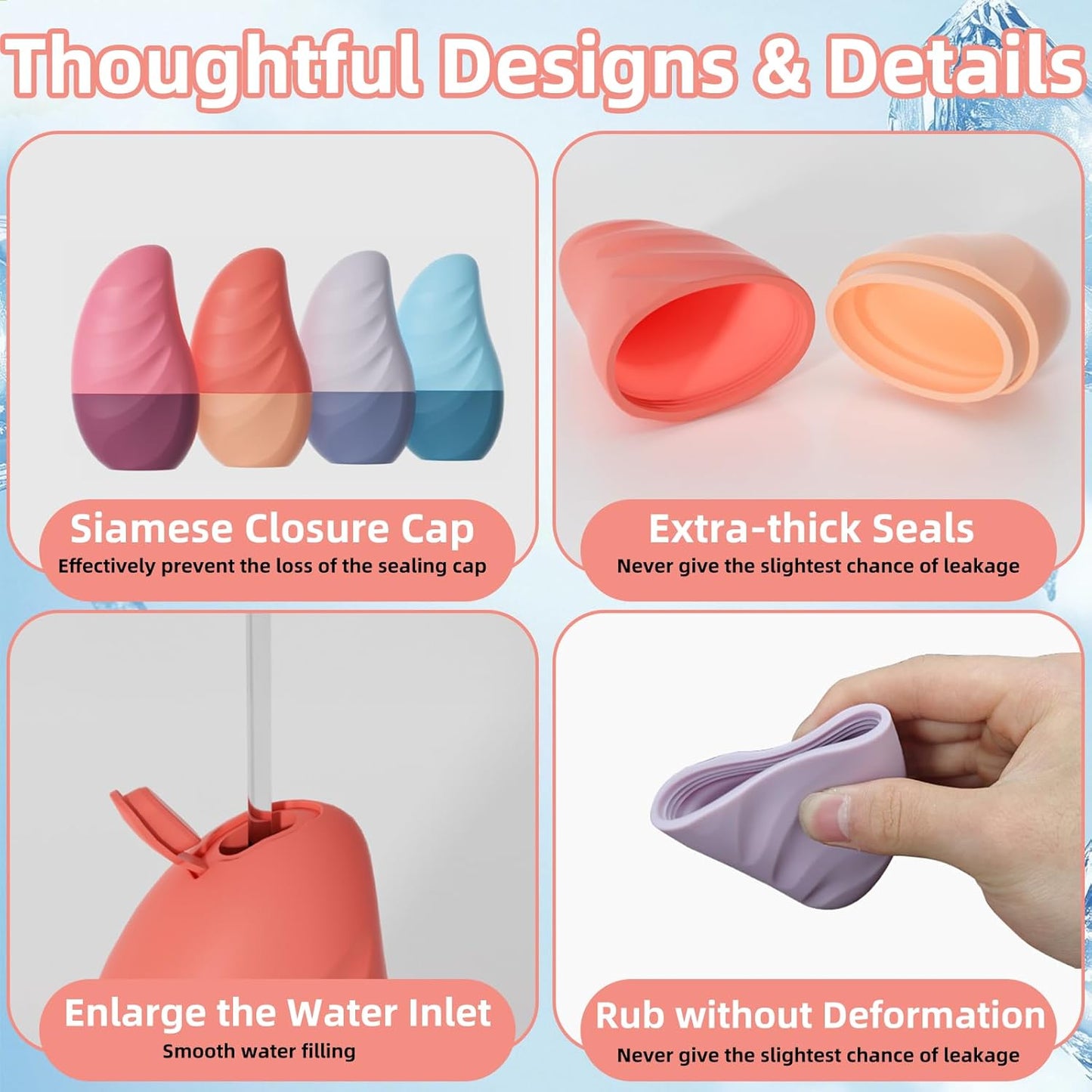 Silicone Facial Ice Cube Roller Massager, Facial Beauty Care Tool, Reusable Face Ice Mold - Brighten Skin, Reduce Puffiness for Face & Eyes (Brown)