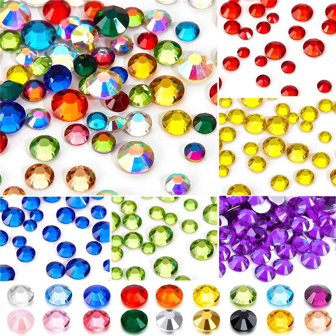 Flatback Rhinestones Round Gems for Nails Art and Crafts 4000Pcs SS6 2mm Glitter Crystals Stone DIY Bags Clothes Shoes (Citrine)