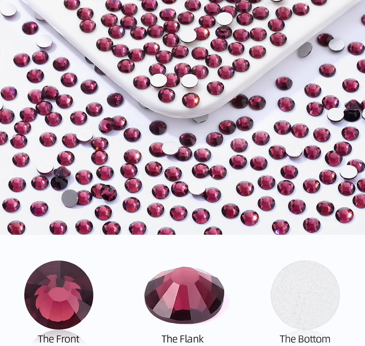 Purple Flatback Rhinestones, Glass Rhinestones for Nail Art and Craft, Glue Fix, Loose Crystal Gemstones(Purple, SS12, 1440pcs, 2.9-3.0mm)