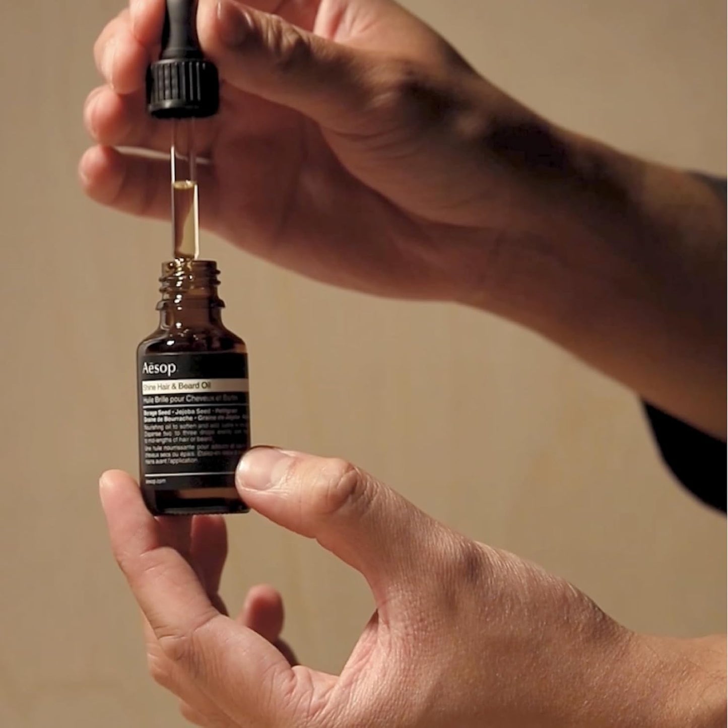 Aesop Shine Hair and Beard Oil | Moisture-Rich, Silicone-Free Oil for Full Beards and Hair | Softens Coarse Texture | No Greasy Buildup | Green Citrus Scent | 0.8 oz / 25 mL