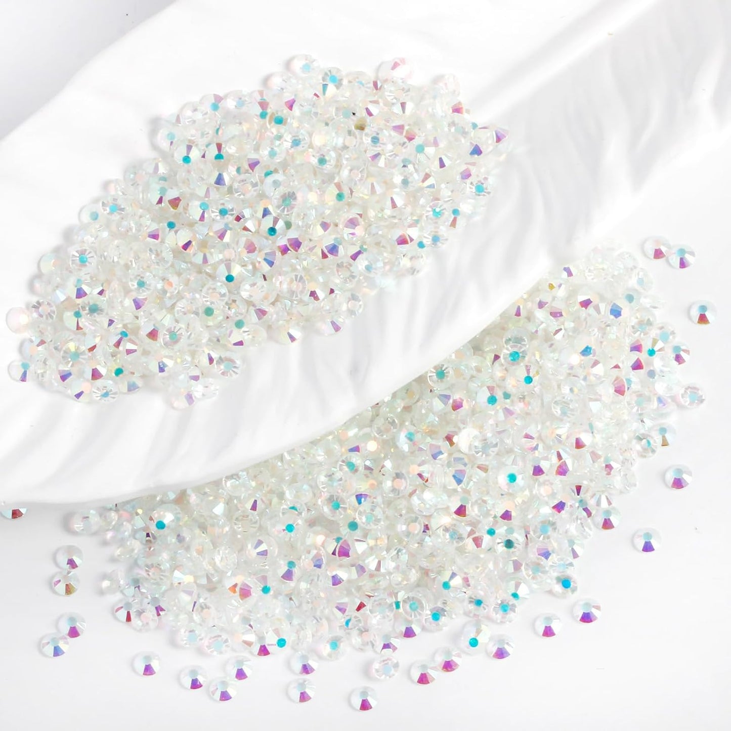 5000PCS SS6 Flatback Rhinestones | 12-Facet Diamond-Cut Glass Gems for Nail Art, Clothing, DIY Crafts |Glue-On Decoration Stones with Silver Backing(Transparent AB)