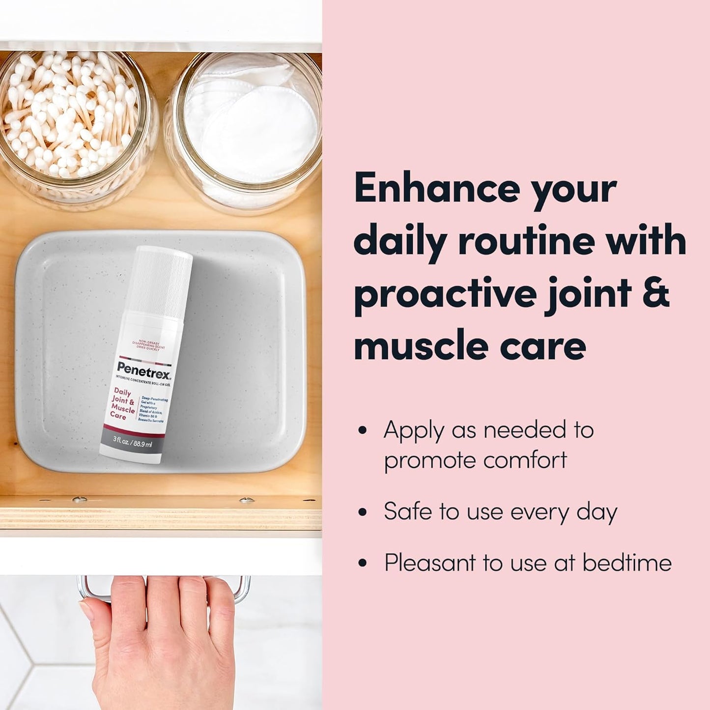 Penetrex Joint & Muscle Therapy - Soothing Gel for Back, Neck, Hands, Feet - Premium Whole Body Rub with Arnica, Vitamin B6 & MSM - 3oz Roll On Gel (3-Pack)