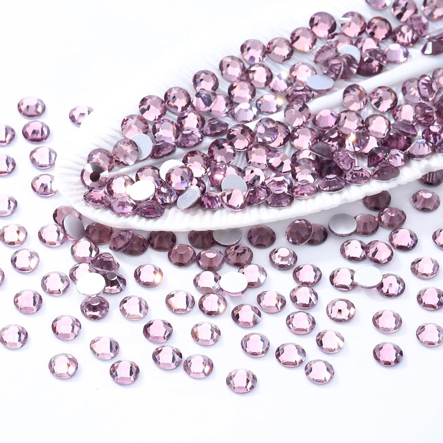 Light Amethyst Flatback Rhinestones, Glass Rhinestones for Nail Art and Craft, Glue Fix, Loose Crystal Gemstones(Lt.Amethyst, SS30, 288pcs, 6.4-6.6mm)