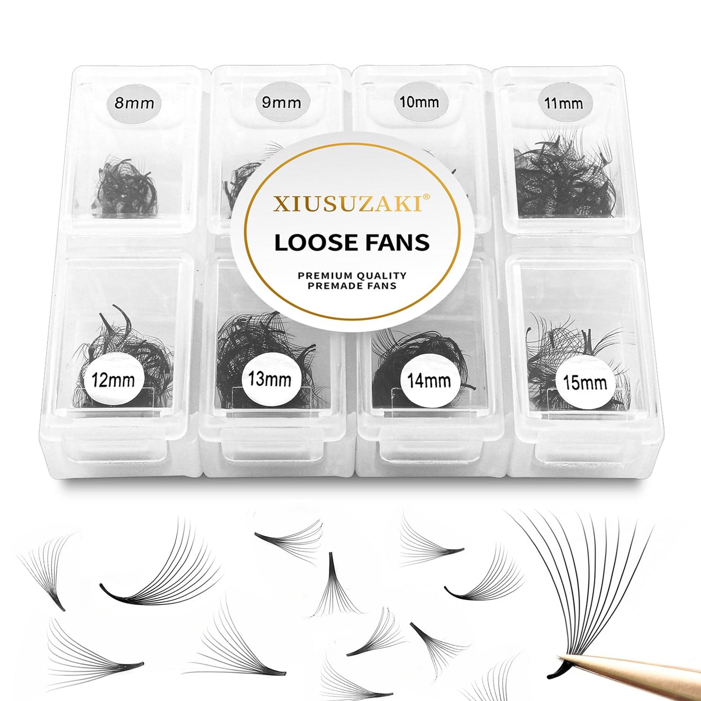 Premade Fans Eyelash Extensions 600 Fans 7D Premade Lash Fans Volume Lash Extensions 0.07 Thickness Eyelash Extension C Curl Mix 8-15mm Fluffy Soft Handmade Loose Fan(600Fans-7D-0.07-C,8-15mm)