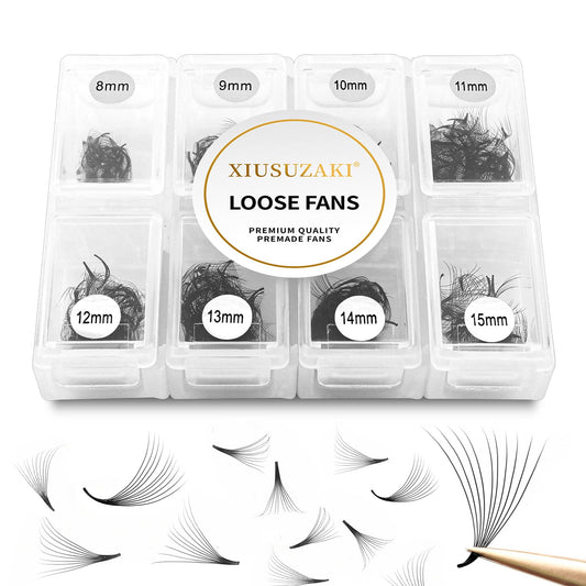 Premade Fans Eyelash Extensions 600 Fans 14D Volume Lash Extensions 0.07 Thickness Eyelash Extension C Curl Premade Lash Fans Mix 8-15mm Fluffy Soft Handmade Loose Fan(600Fans-14D-0.07-C,8-15mm)