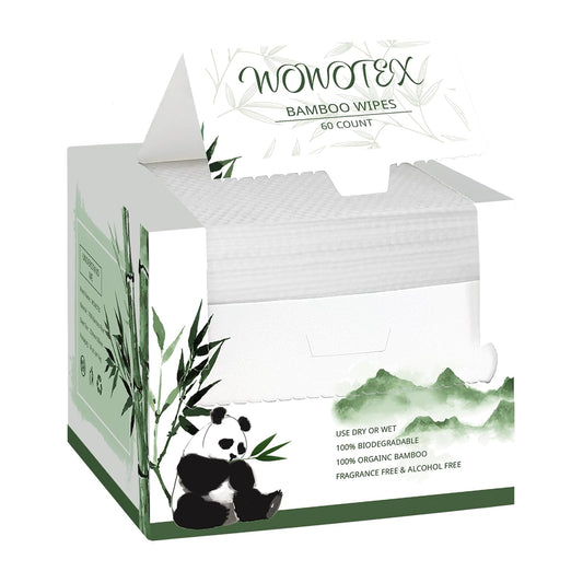 Bamboo Viscose Disposable Face Towel Biodegradable Large Dry Face Wipes 240 Count Extra Thick Soft Clean Facial Towels for Sensitive Skin, Makeup Removing, Facial Cleansing