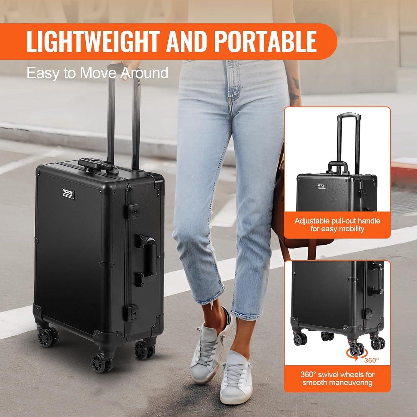VEVOR Makeup Train Case Professional Makeup Storage Organizer Box Make Up Carrier for Women and Girls