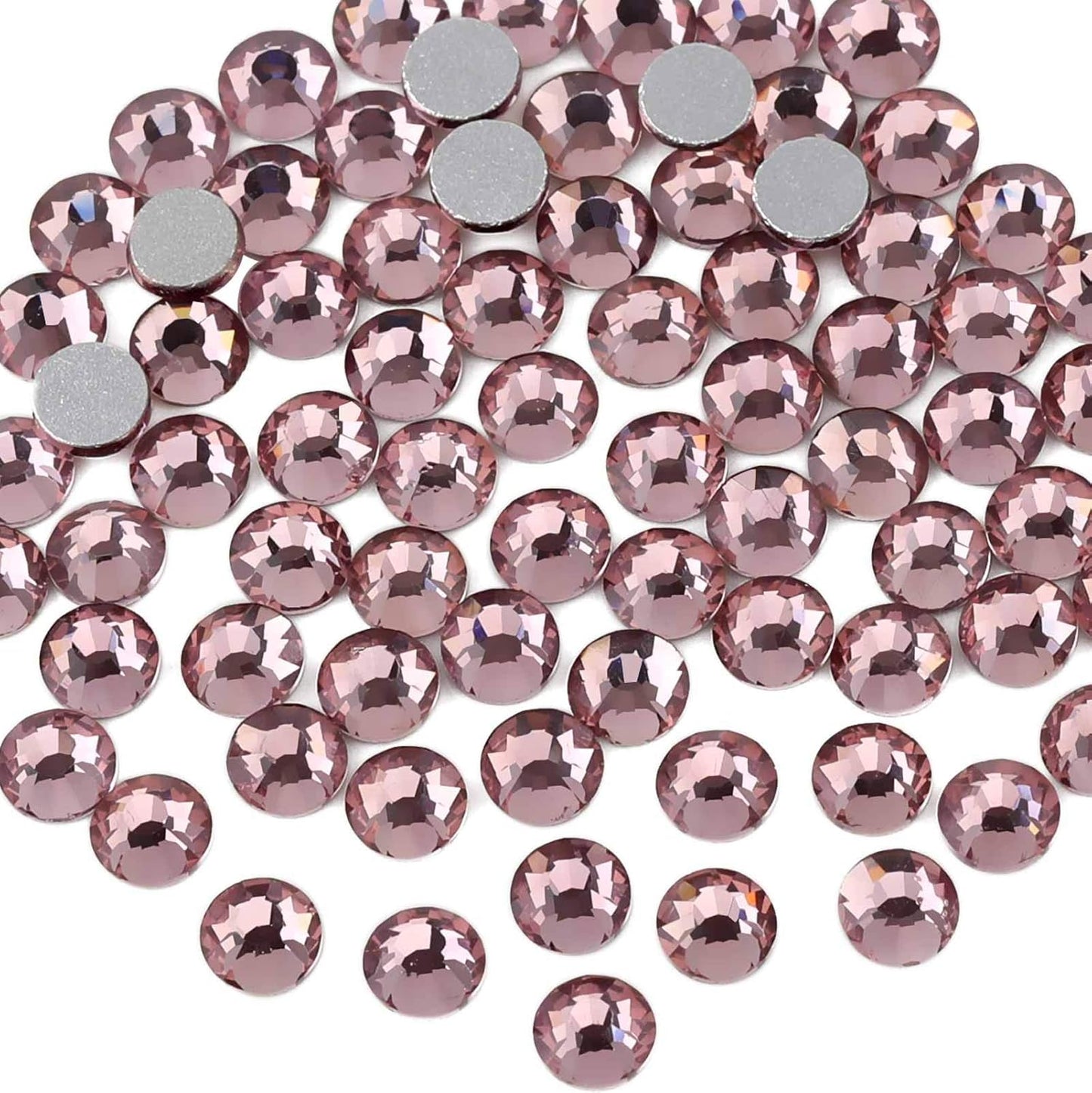 beadsland Flat Back Crystal Rhinestones Round Gems for Nail Art and Craft Glue Fix,Light Purple (6.4-6.6mm) SS30/288pcs
