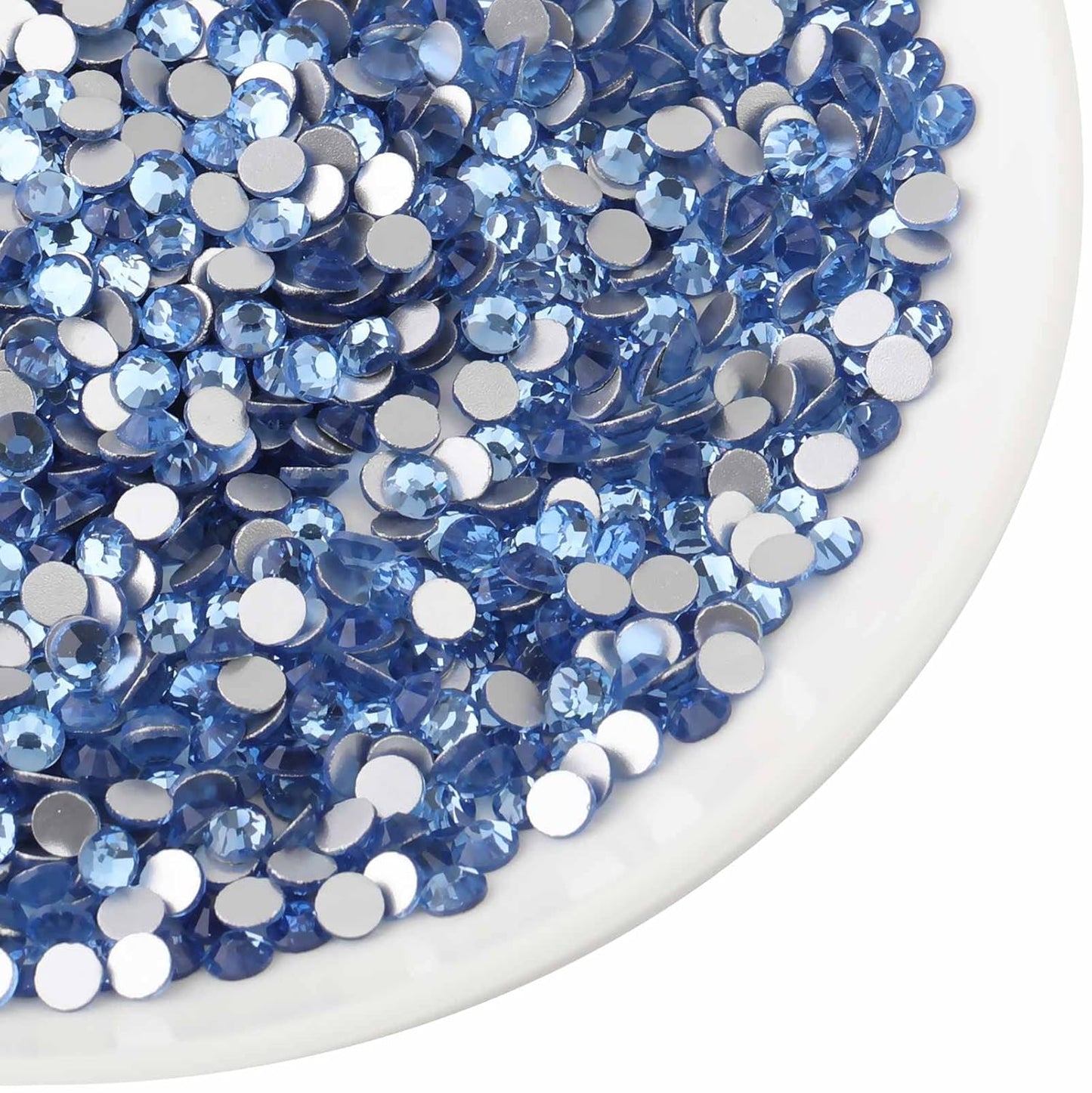 beadsland Flat Back Crystal Rhinestones Round Gems for Nail Art and Craft Glue Fix,Light Blue (1.9-2.0mm) SS6/1440pcs