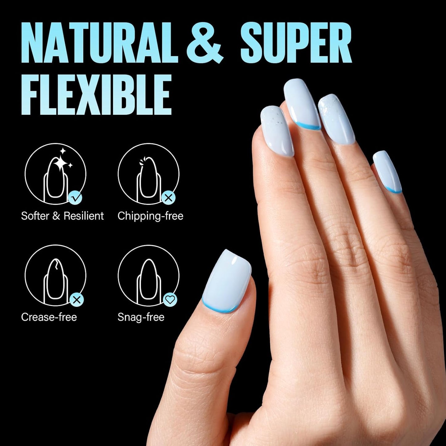 TOMICCA Extra Short Square Nail Tips,Fake Nails Half Matte Acrylic Gel Nail Tips 240Pcs Full Cover False Nails 12 Sizes for Nail Extension Home DIY Salon