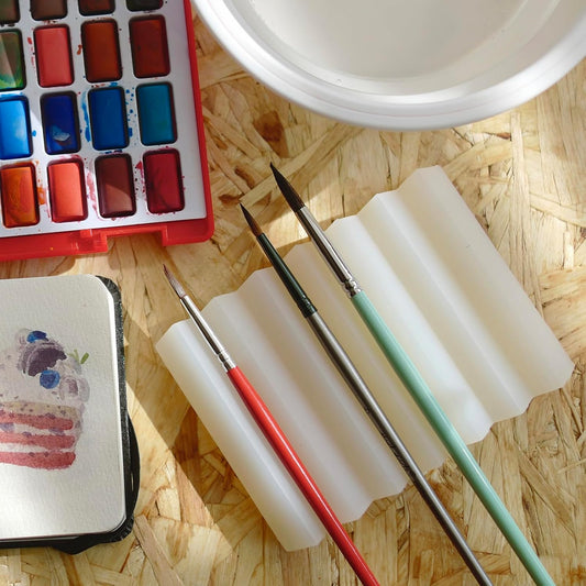 SHIMOYAMA Paint Brushes Holders, 2 Pack, Zigzag Soap Dish, Soap Holder for Watercolor Paintbrush, Bathroom, White