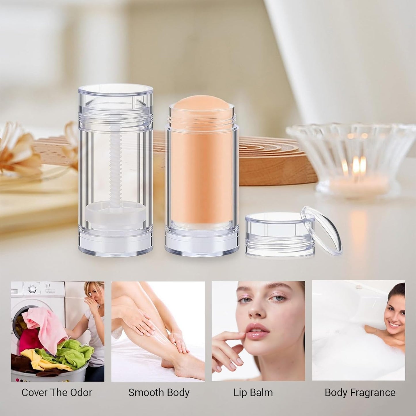 meleg otthon Empty Deodorant Containers , Twist Up Refillable Deodrant Containers Leak Proof Clear Deodorant Bottles Round Lip Balm Tubes for DIY Lipstick Crayon (Clear 30Pcs, 30ML)
