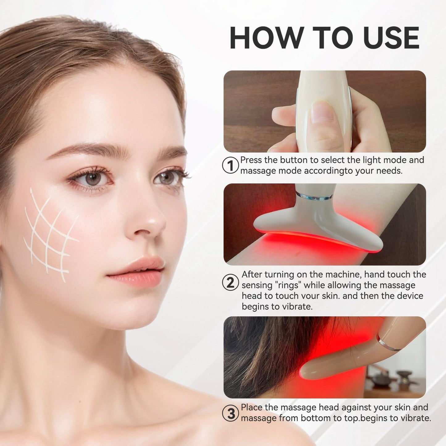 7 Color Neck Face Massager, Portable Facial Massager, Face Sculpting Tool for Skin Care with Vibration, Thermal
