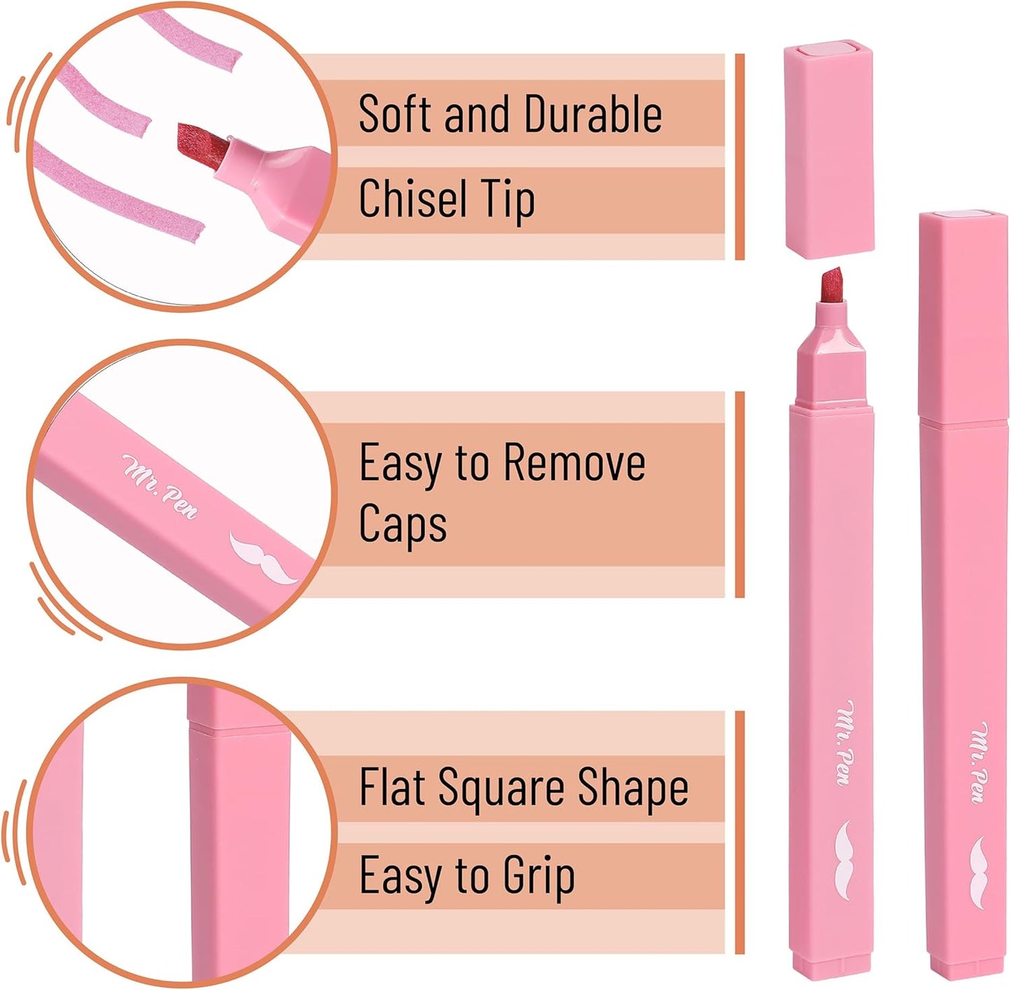 Mr. Pen- Aesthetic Highlighters, 8 pcs, Chisel Tip, Assorted Colors, No Bleed Bible Highlighter Pastel