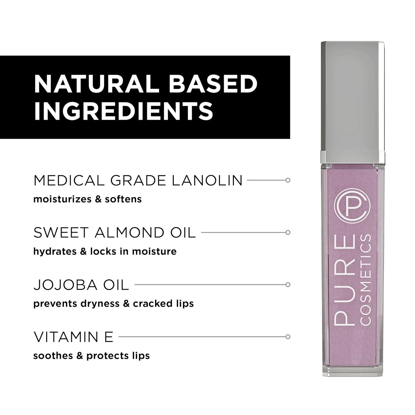 Pure Cosmetics Pure Illumination Lip Gloss - LED-lit Applicator w/Side Mirror - Non-Sticky, Moisturizing & Hydrating Lip Glosses - Soothes & Protects Dry Chapped Lips (Passion)