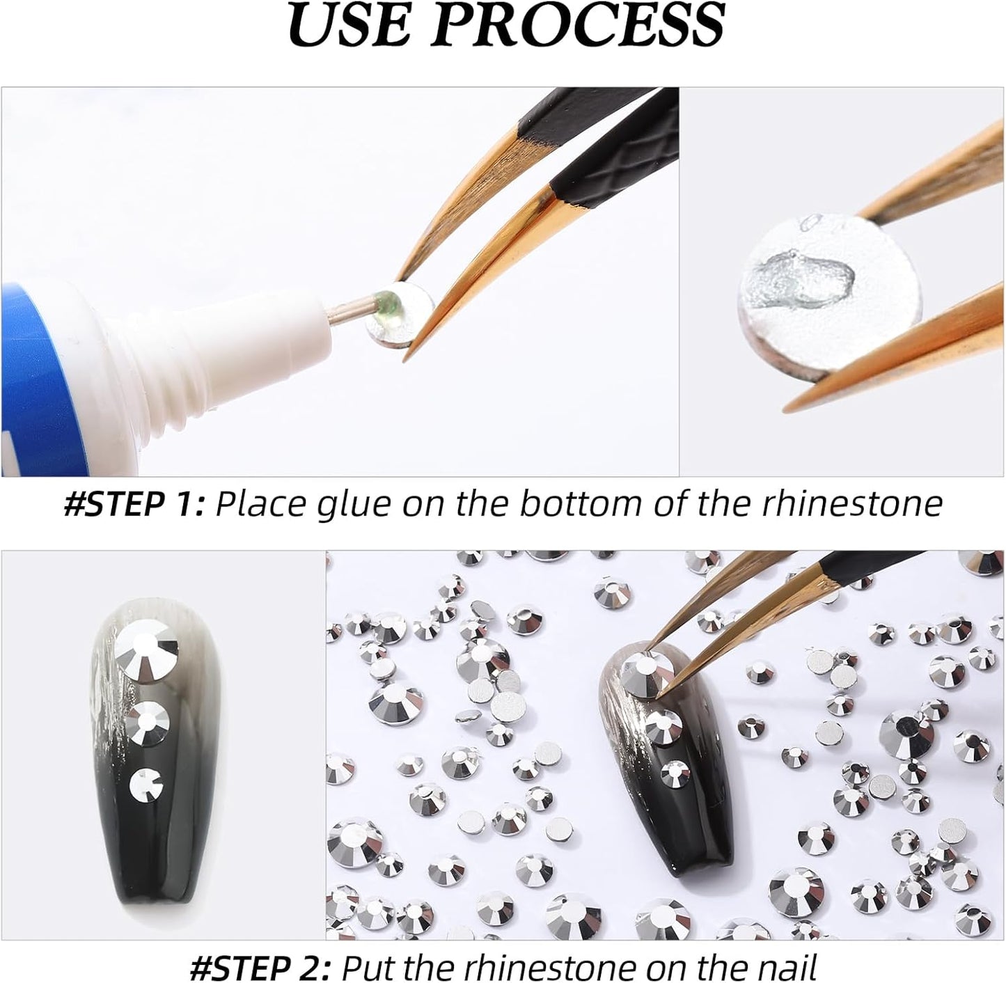 Silver Flatback Rhinestones, Glass Rhinestones for Nail Art and Craft, Glue Fix, Loose Crystal Gemstones(Silver, SS8, 1440pcs, 2.3-2.5mm)