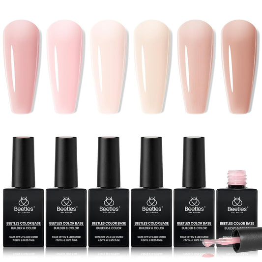 beetles Gel Polish Beetles Color Base Gel Nail Polish 6 Colors Nude Gel Polish Porcelain Doll Pink Polish Polish Neutral Sheer Strengthener Soak Off Art DIY Home