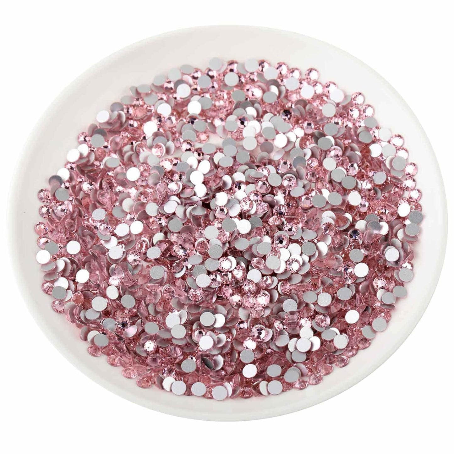 Beadsland 2880pcs Flat Back Crystal Rhinestones Round Gems for Nail Art and Craft Glue Fix,Light Pink,SS4,1.5-1.7mm