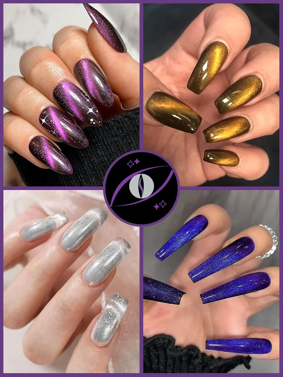 Poly Gel Nail Colors Kit EBANKU Poly Nails Extension Gel Cat Eye Glitter 6 Colors Nail Builder Gel Professional Nail Enhancement Kit for Women Popular Nail Art DIY Salon at Home