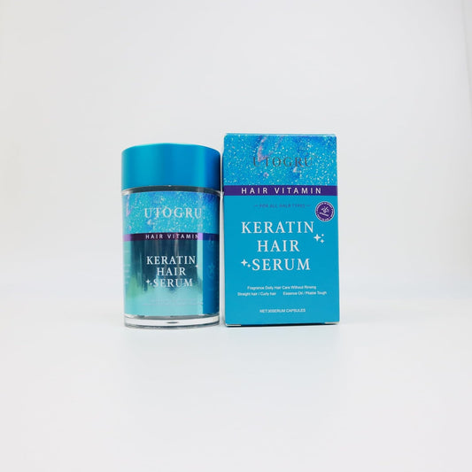 UTOGRU Keratin Hair Serum for Frizzy and Damaged Hair - Styling & Moisturizing Oil Capsules With Avocado, Leave-in Anti Frizz Vitamins A, E & B5