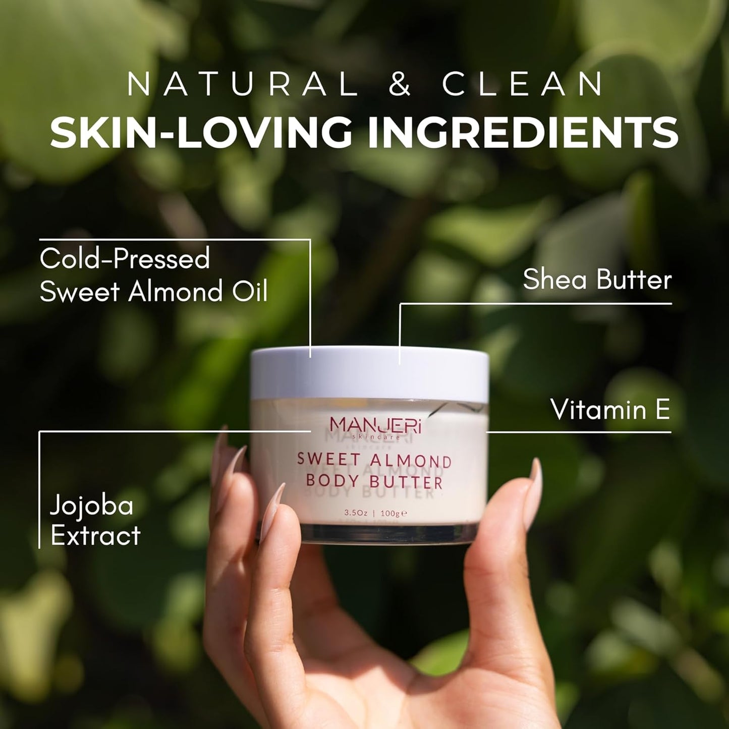Sweet Almond Body Butter - Vegan and Cruelty-Free Hydrating Moisturizer for Dry Skin, 3.5 oz