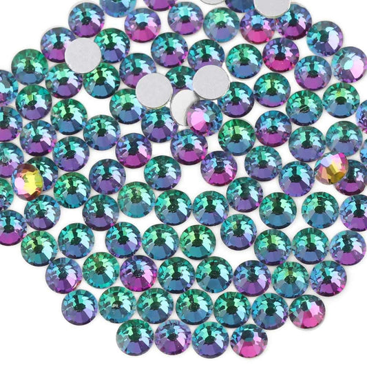 beadsland Flat Back Crystal Rhinestones Round Gems, Green Volcano, (2.3-2.5mm) SS8/1440pcs