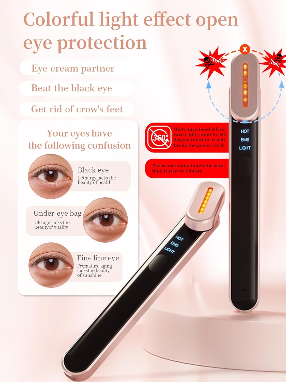Acne Light Therapy Wand Red Light Therapy for Face Microcurrent Facial Device, True Beauty Glow Facial Massager Lymphatic Drainage Massager Face