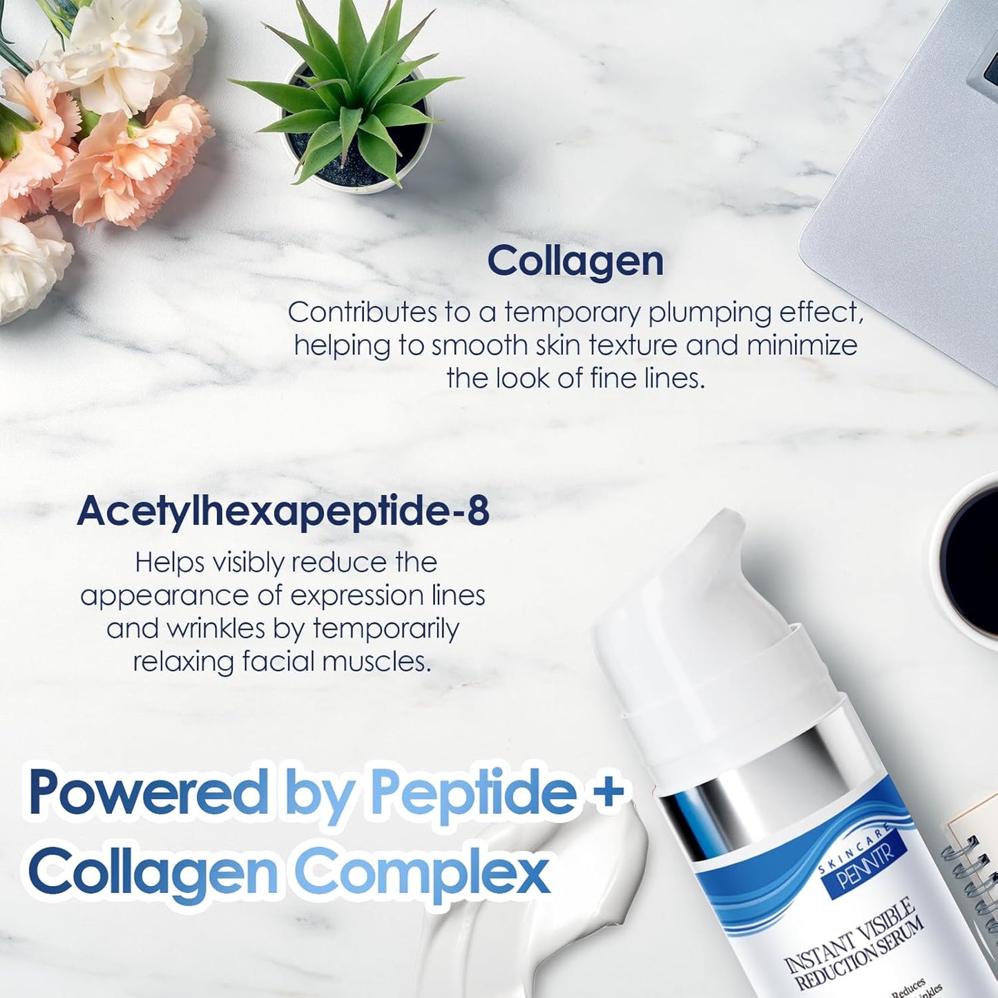 Instant Eye Serum, for Under-Eye Bags, Dark Circles & Wrinkles - Powered by Peptide & Collagen, Smooth and Moisturize (0.17 Fl. OZ (Pack of 1))