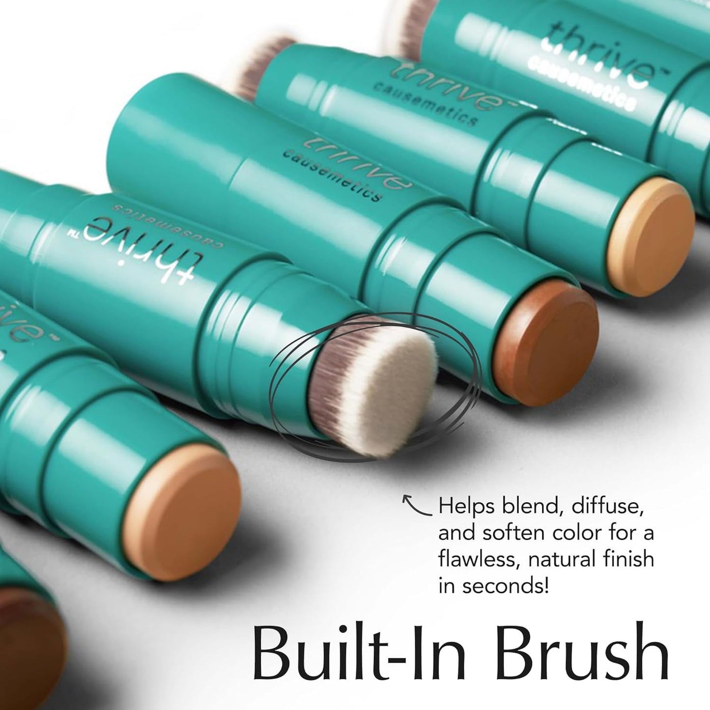 Thrive Causemetics Triple Threat Color Stick: Cream Bronzer & Contour Stick with Vitamin E, Evening Primrose Oil, Waterproof Smudge Proof Face Makeup Formula, Rhea (Light Golden)