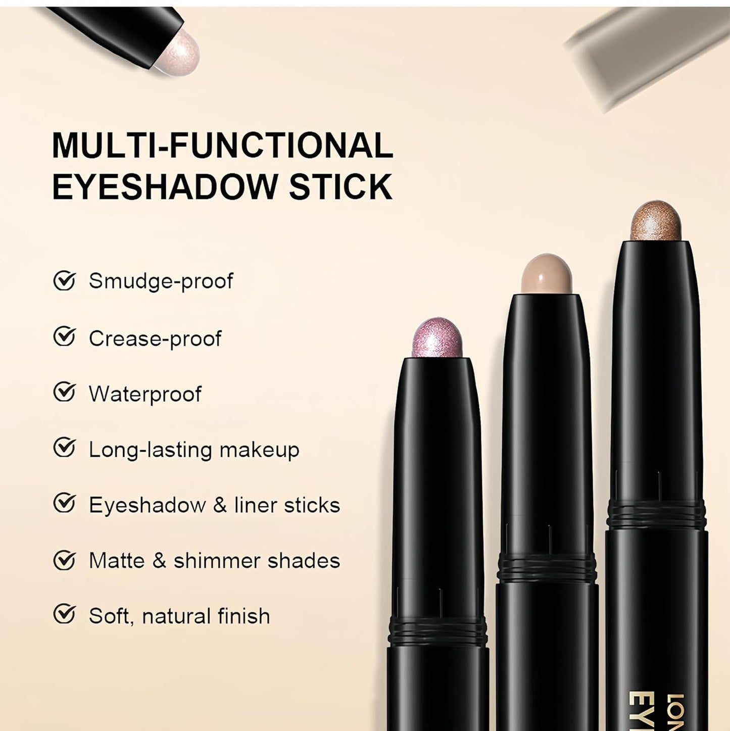 MAEPEOR 10 Colors Cream Eyeshadow Stick Silky Smooth Matte Shimmer Eyeshadow Pen Waterproof and Long Lasting Shadow Pencil for Girls and Women (Color 02)
