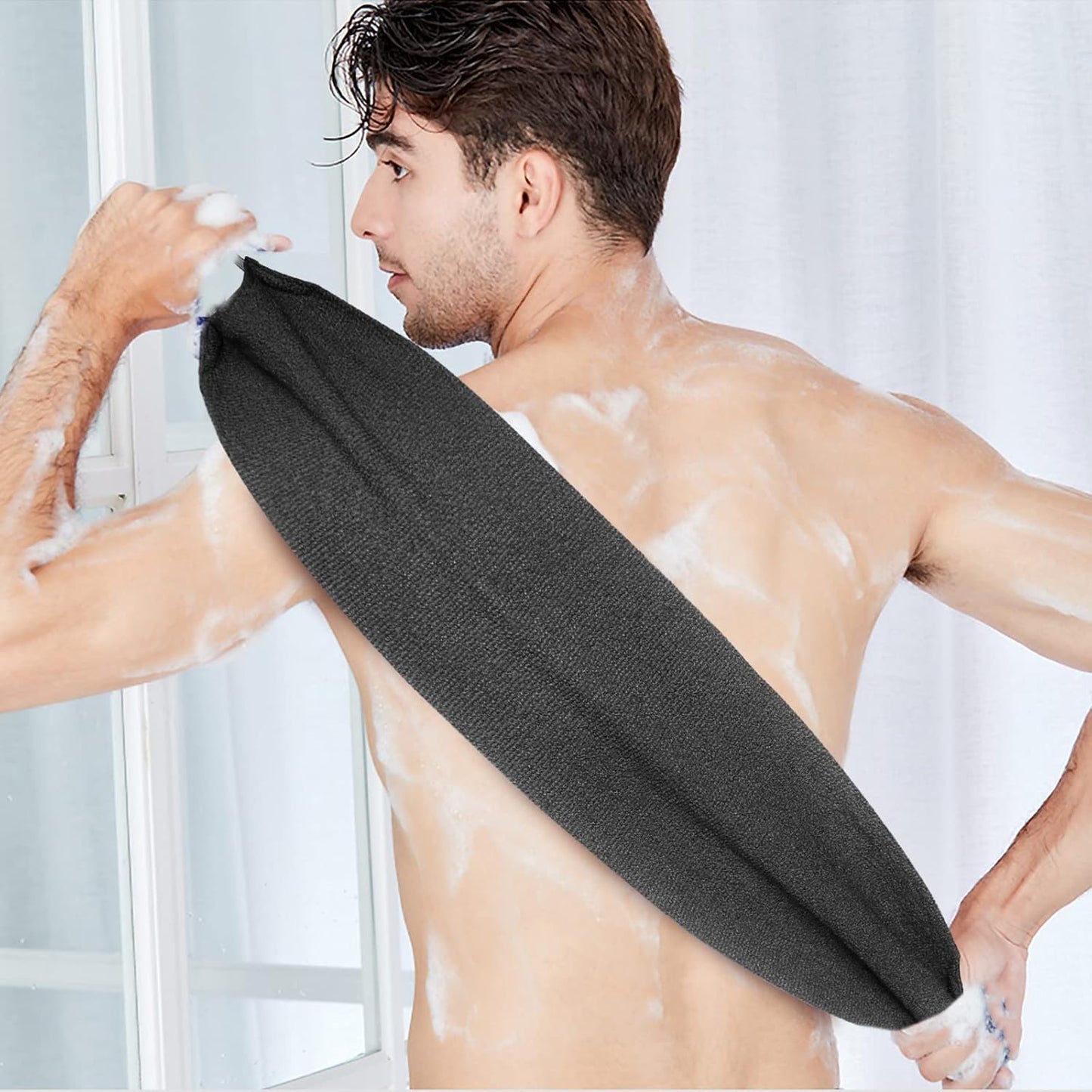 Evridwear Exfoliating Back Scrubber with Handles Two Sides for Body Shower Deep Cleans Skin Massages Invigorating Blood Circulation Men Women One Size (Gray)